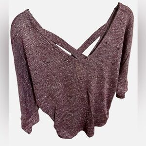 Vanity Purple with Metallic Sparkle Knit Sweater with Crisscross Back- NWOT M